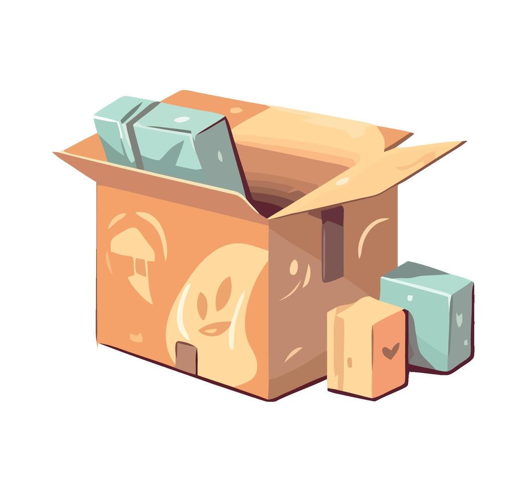 An open box with a smiley face inside vector