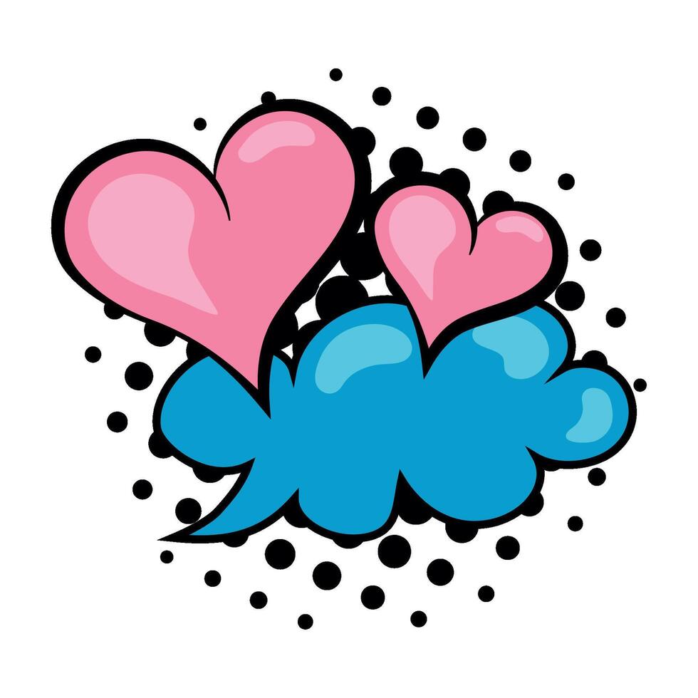 Two hearts in a bubble with a speech bubble vector