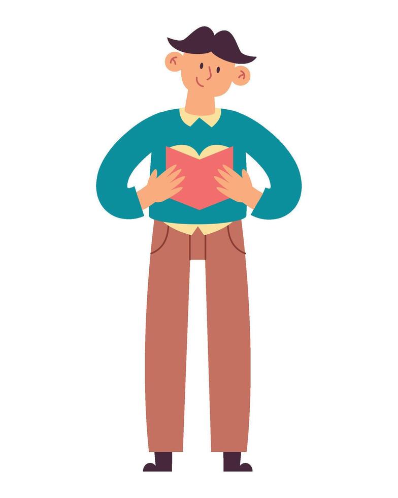 Man reading book, illustration vector