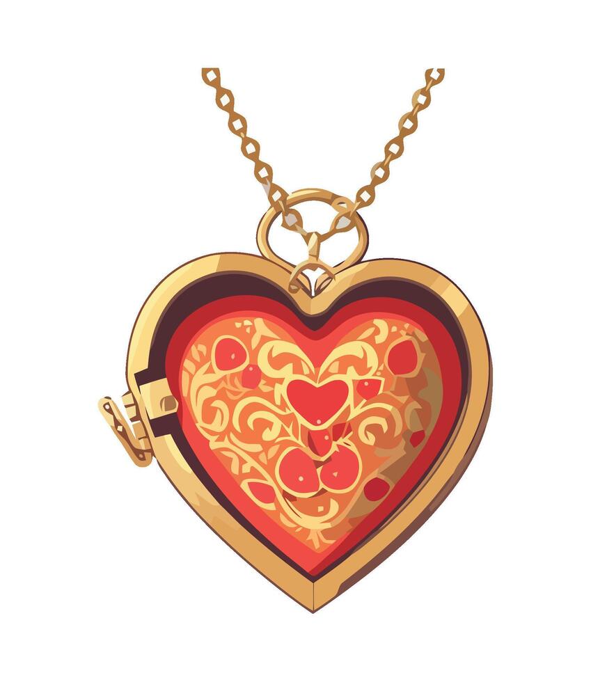 Valentine's day heart locket illustration vector
