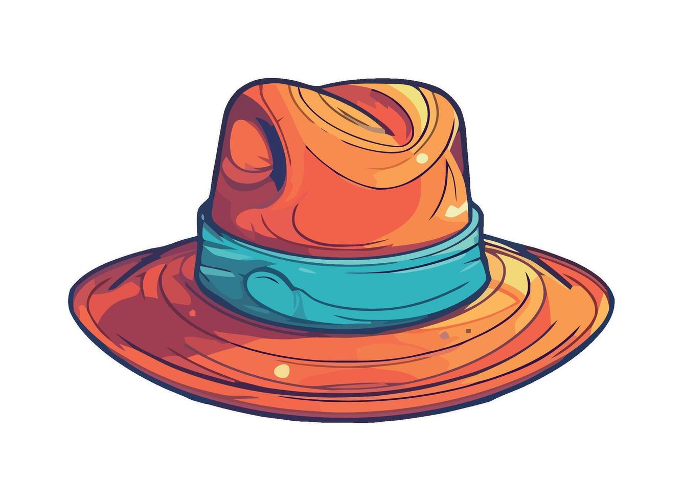 An orange hat with a blue band vector