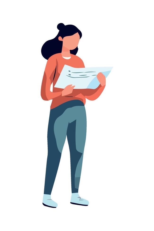 Woman reading a document illustration vector