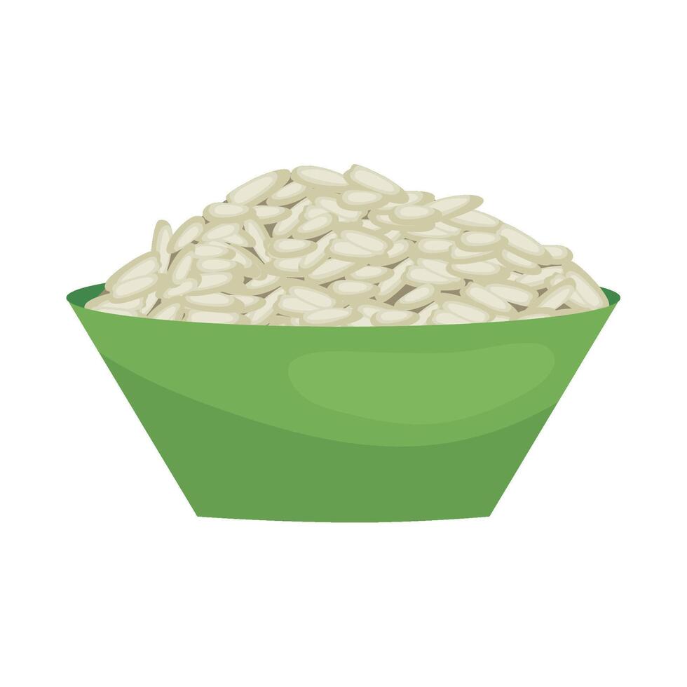 A bowl full of rice on a white background vector