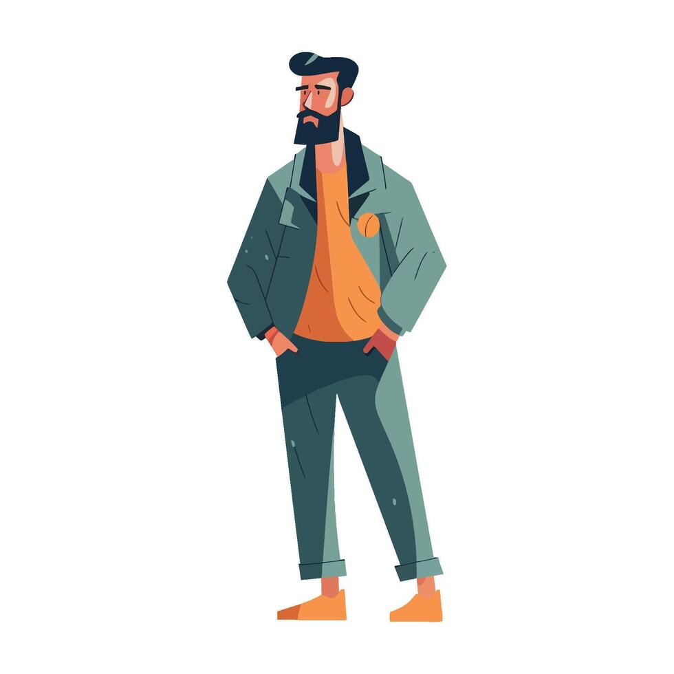 A man with a beard and a jacket vector