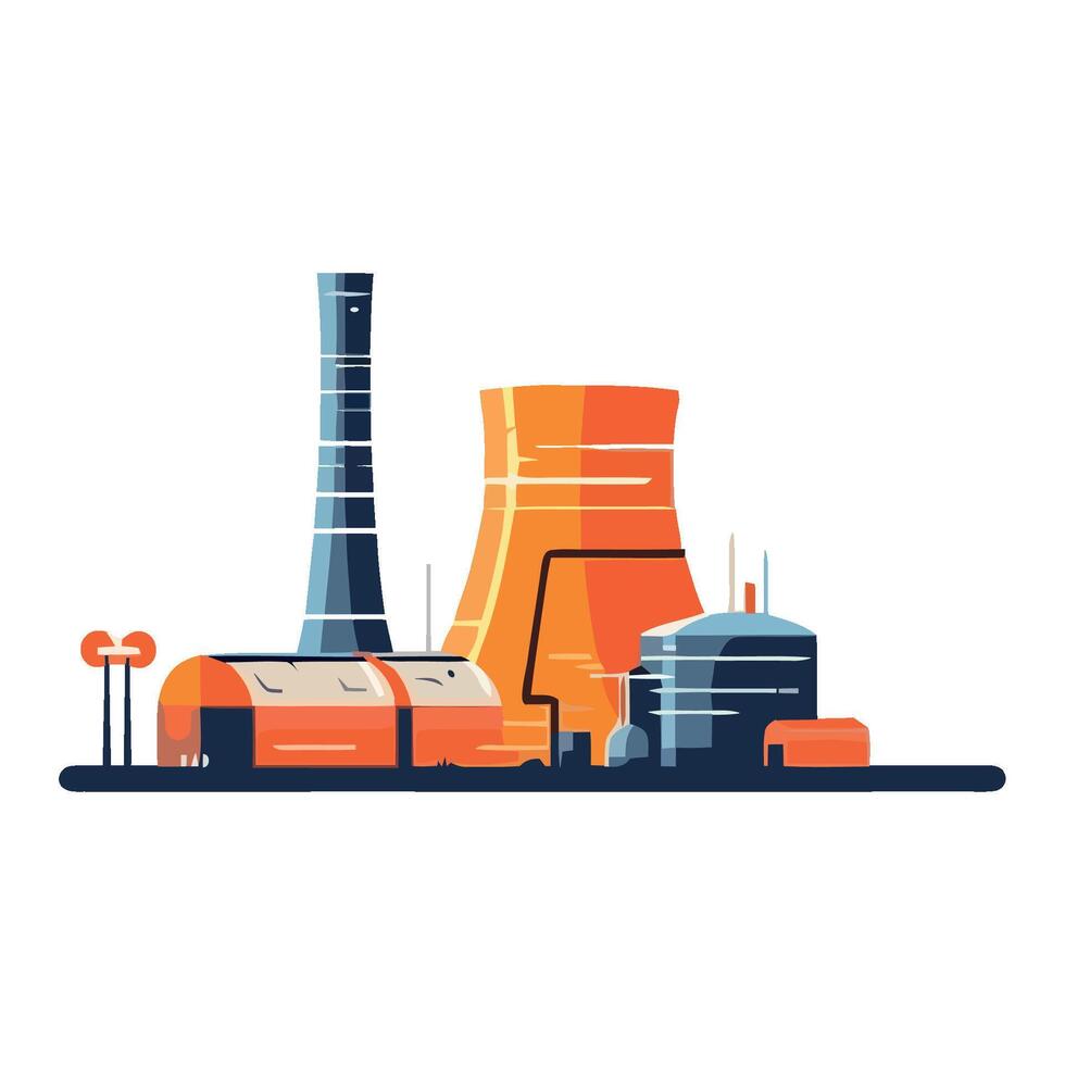 An illustration of a nuclear power plant vector