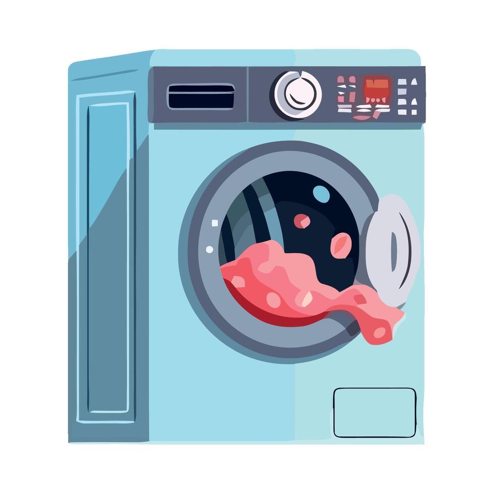 A washing machine with pink liquid inside vector