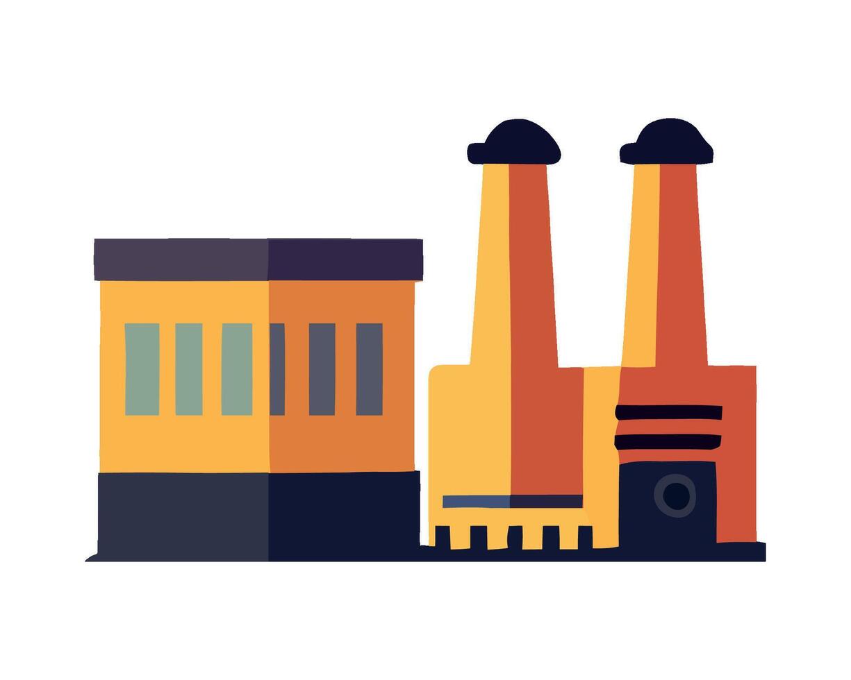 An illustration of a factory with two chimneys vector