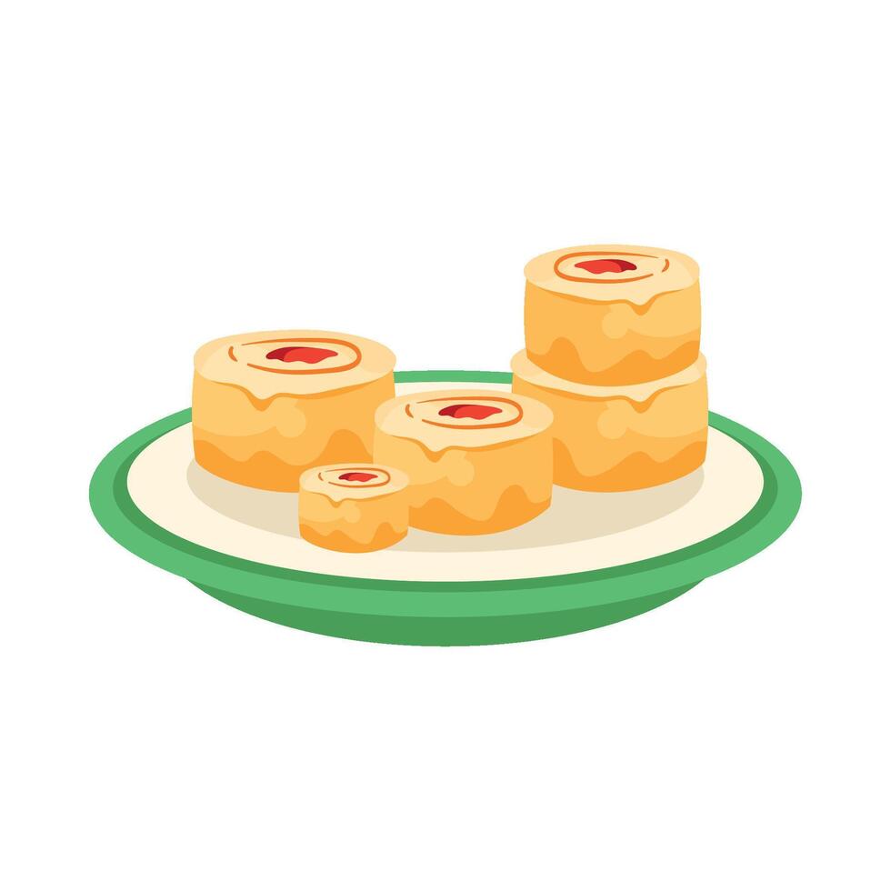 A plate with a stack of rolls on it vector