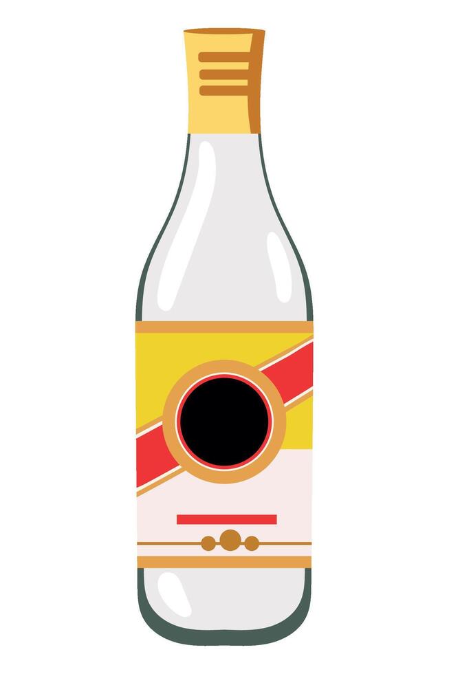 A bottle of vodka with a black circle on the top vector