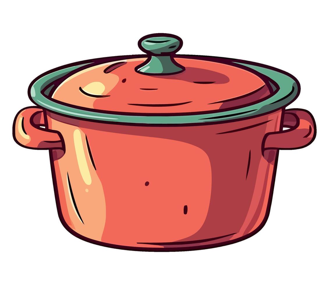 An illustration of a pot with a lid vector