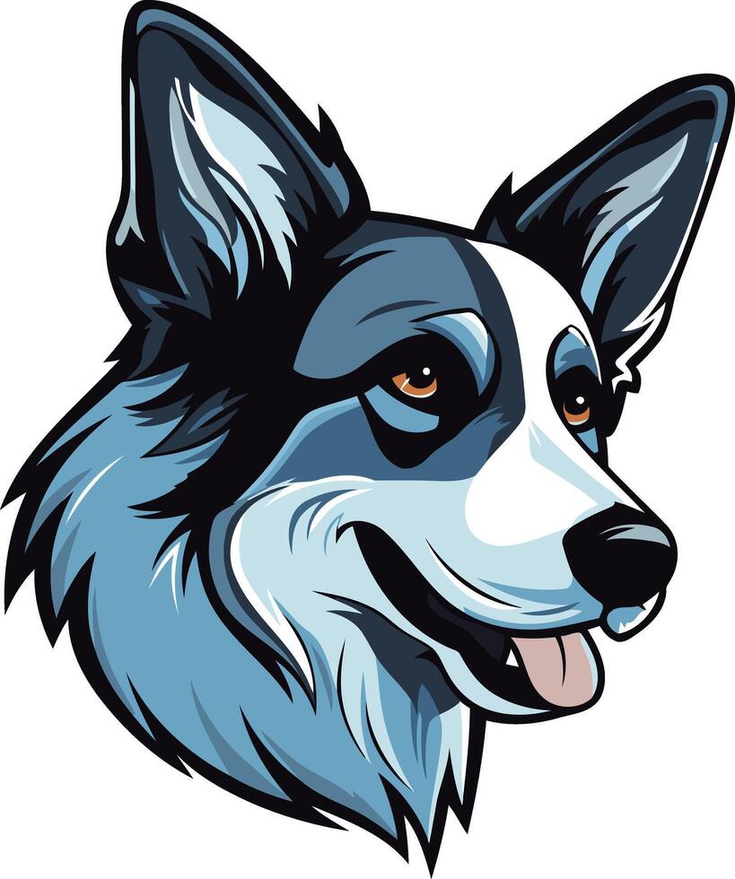 A friendly cartoon dog with blue and white fur, perfect for branding, t-shirts, and merchandise vector