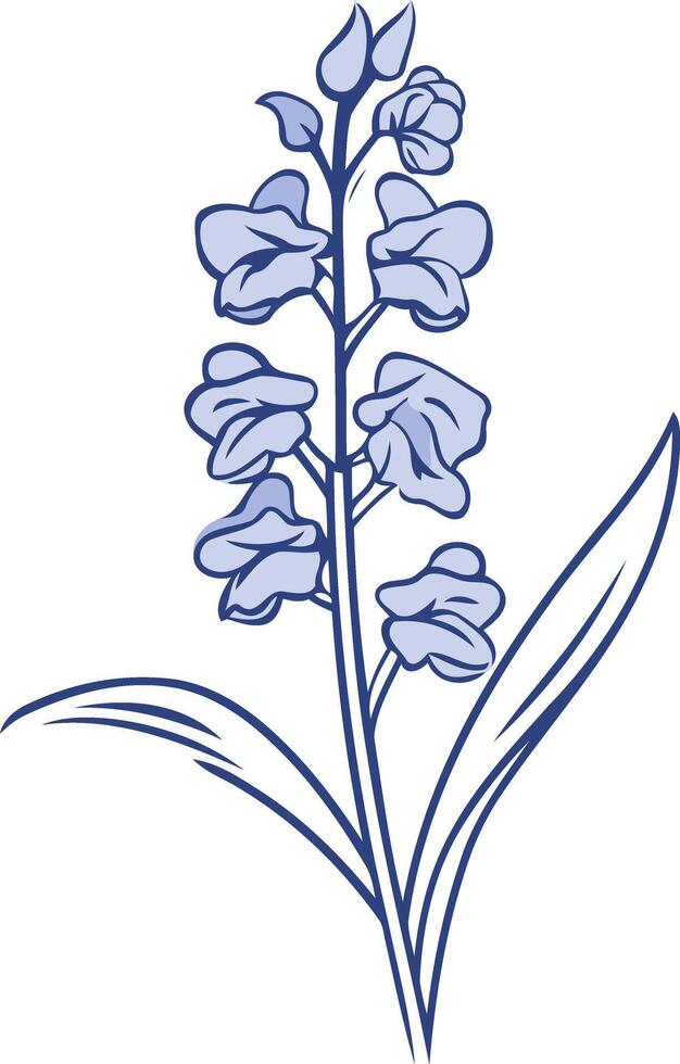 Elegant blue floral illustration perfect for wedding invitations, greeting cards, or floral designs vector