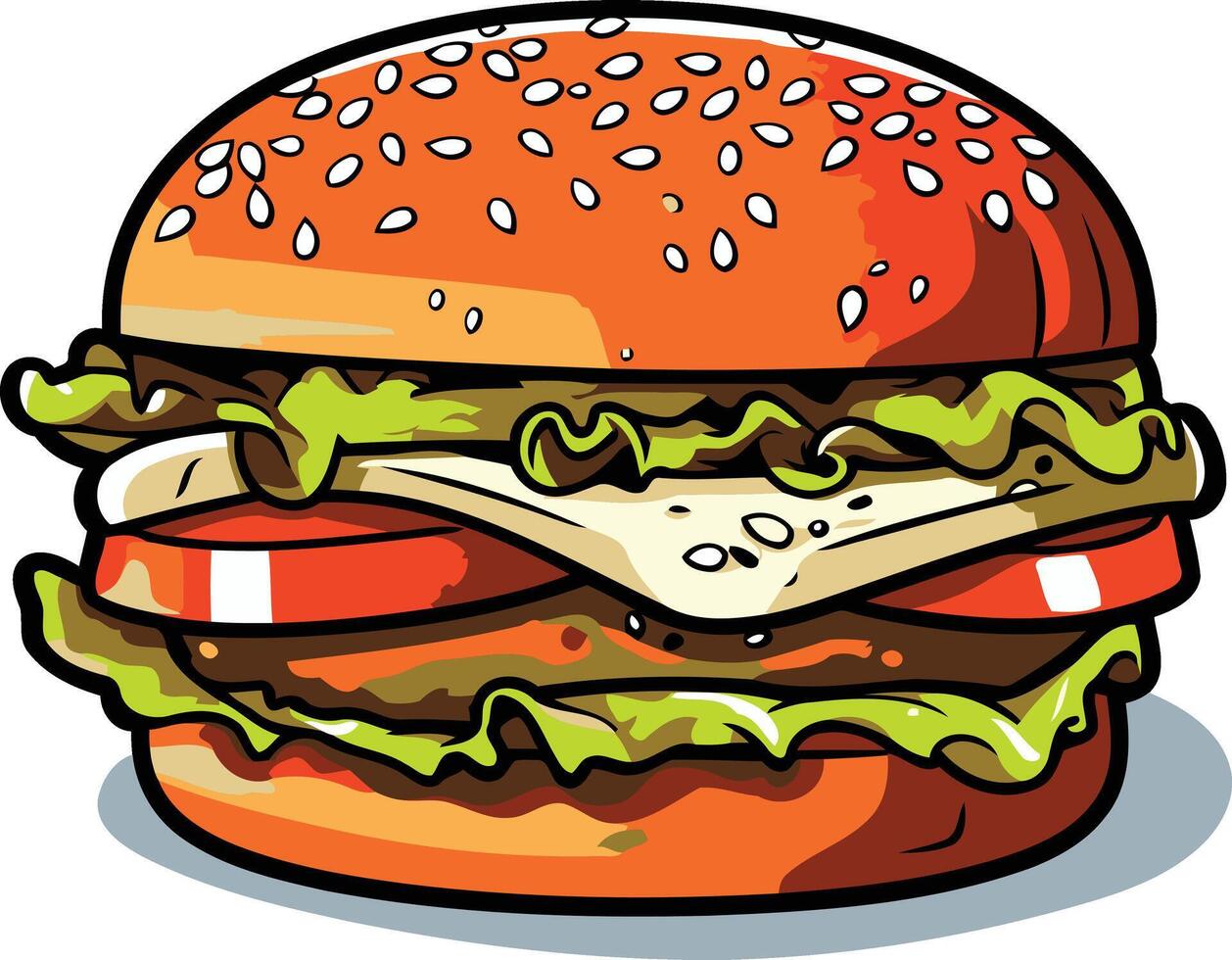 Juicy Burger with Sesame Seed Bun vector