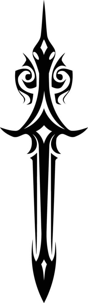 A bold, tribal style sword design, perfect for tattoos, logos, and graphic design projects vector
