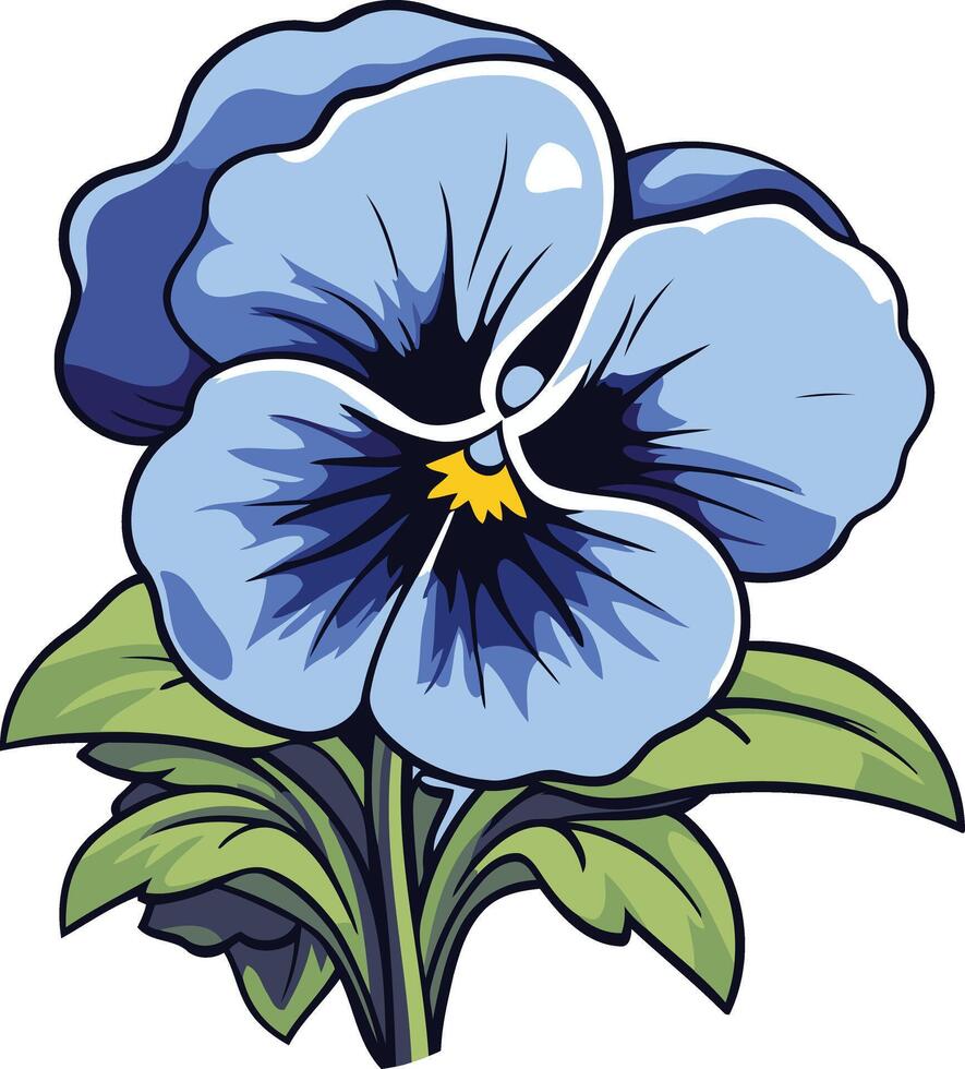 A vibrant blue pansy flower with yellow center vector