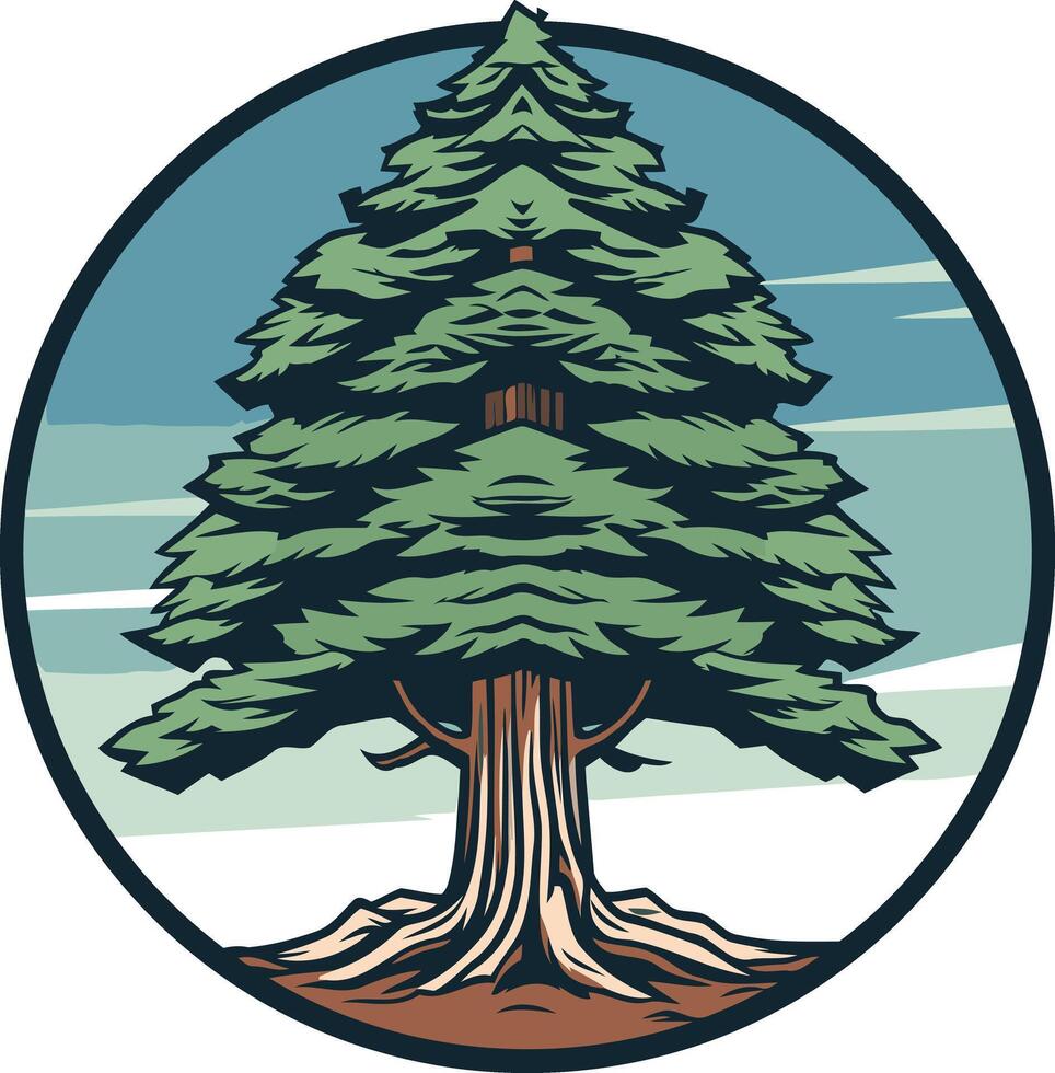 A vintage style illustration of a majestic evergreen tree, perfect for branding or as a symbol of nature vector
