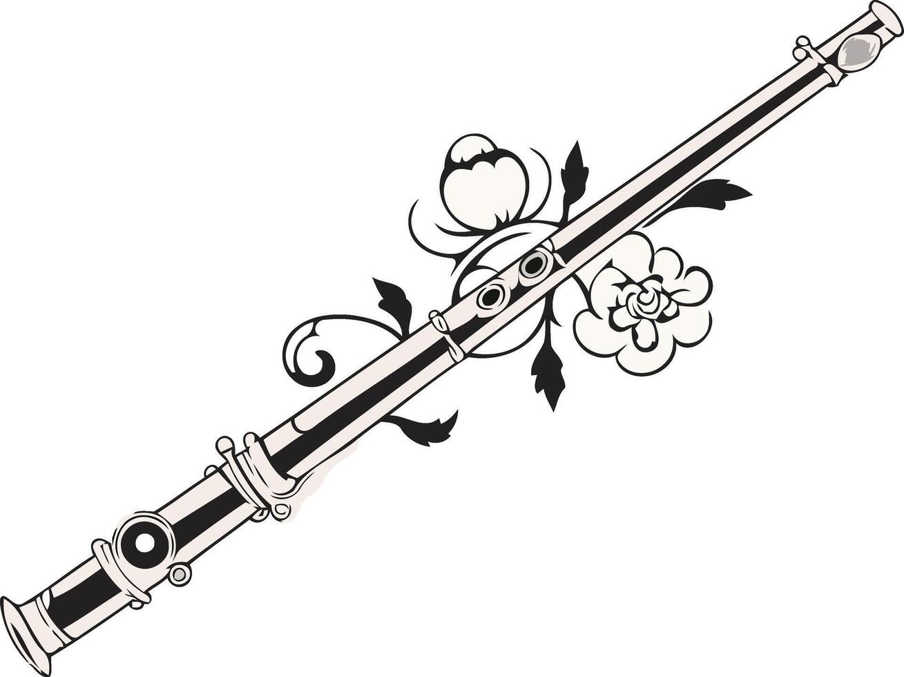 Flute with Floral Ornamentation vector