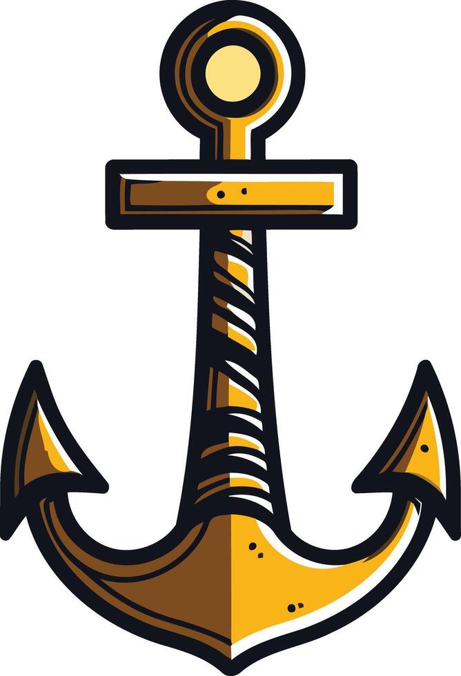 A simple and stylish cartoon anchor illustration, perfect for nautical themed designs, branding, and merchandise vector