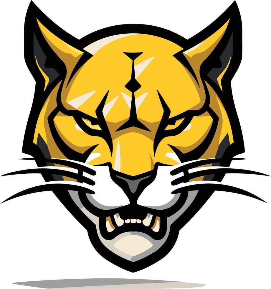 Aggressive bobcat mascot head, perfect for sports teams, logos, or branding vector