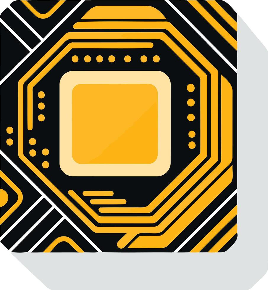 A stylized, minimalist icon representing a computer chip, perfect for websites, app interfaces, and presentations on technology, innovation, and computing power vector