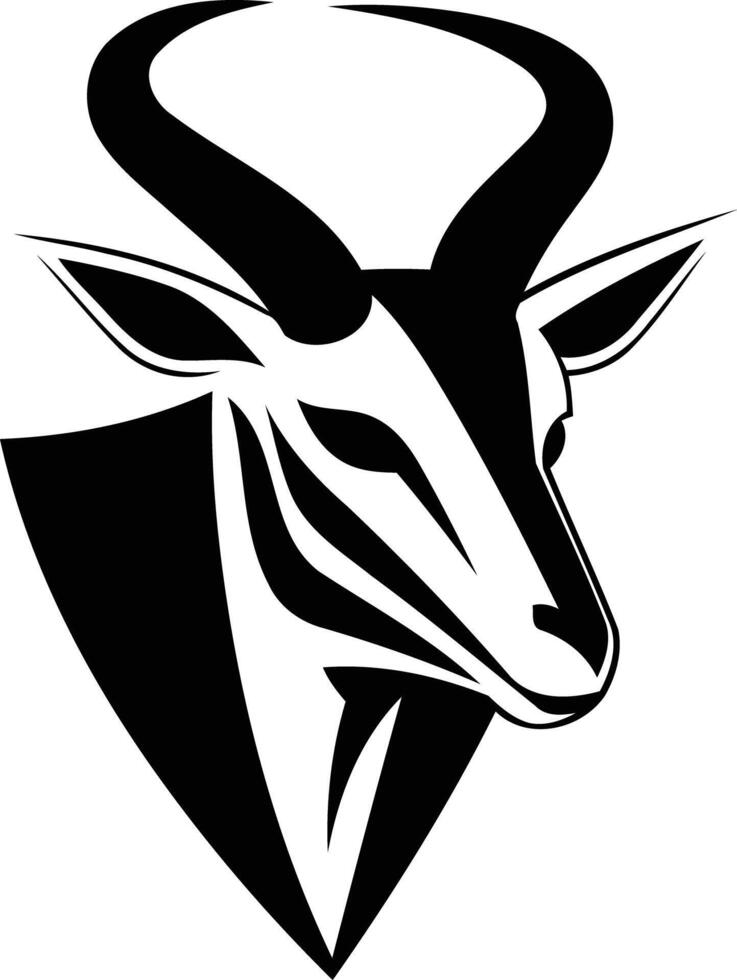 Black and white element illustration of an antelope head vector