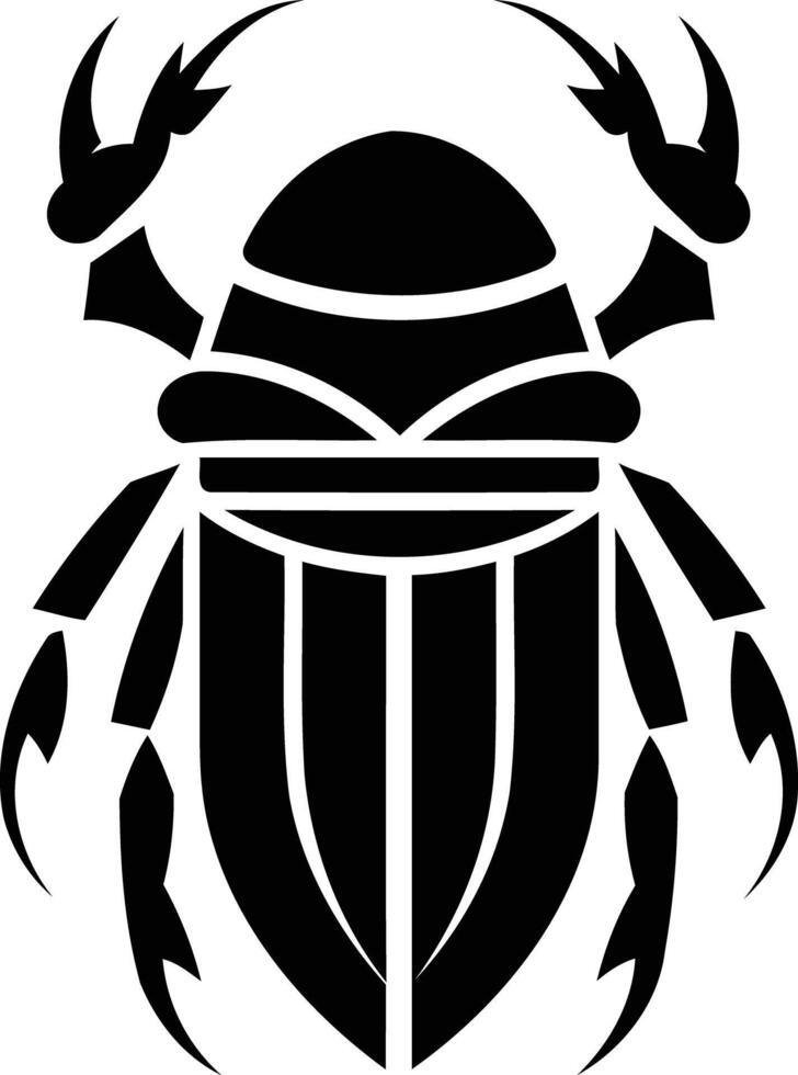 Stylized black and white beetle illustration, perfect for tattoo design or graphic design projects vector