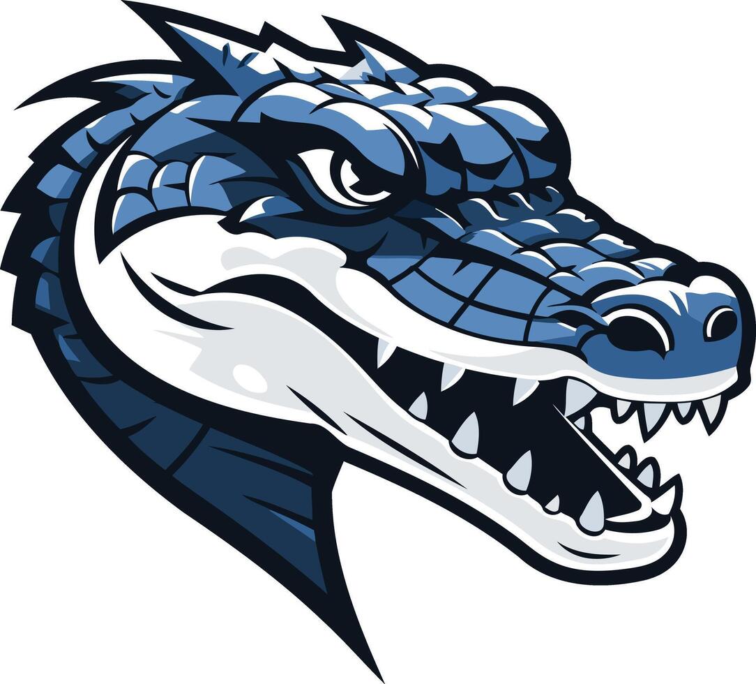 A fierce and powerful blue alligator head mascot, perfect for sports teams, logos, and branding vector