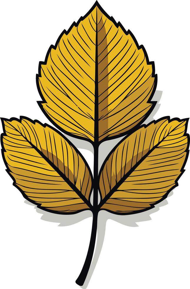 Simple, elegant illustration of a three-leafed branch in gold vector