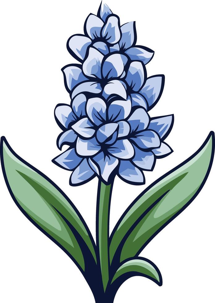 A simple, elegant illustration of a blue hyacinth flower vector