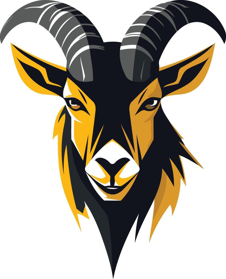 A powerful and striking logo design featuring a bold, stylized goat head vector