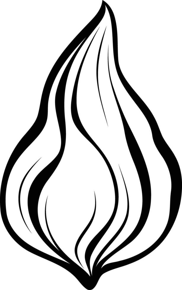 Simple line art illustration of a single flame, perfect for designs requiring a clean, minimalist aesthetic vector