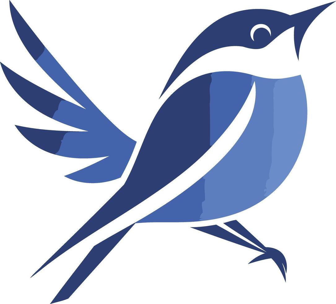 Stylized Blue Bird in Flight vector