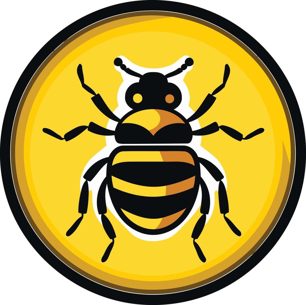 Cartoon Bee Illustration on a Yellow Circle vector
