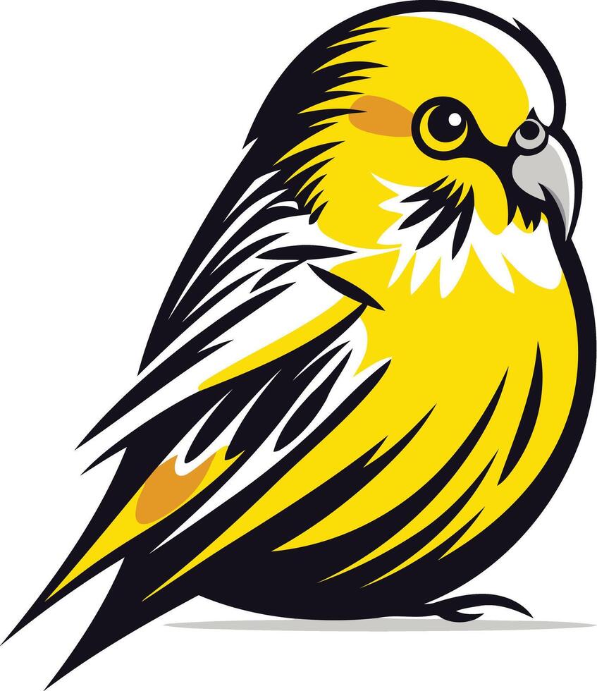 Yellow Bird Illustration with Black and White Accents vector