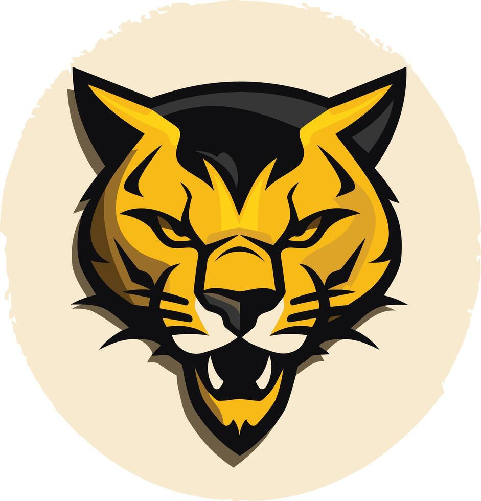A fierce and powerful mascot logo featuring the face of a roaring wildcat vector