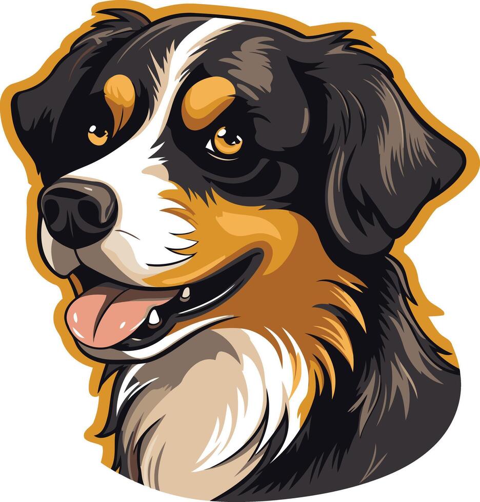 A friendly cartoon illustration of a bernese mountain dog vector