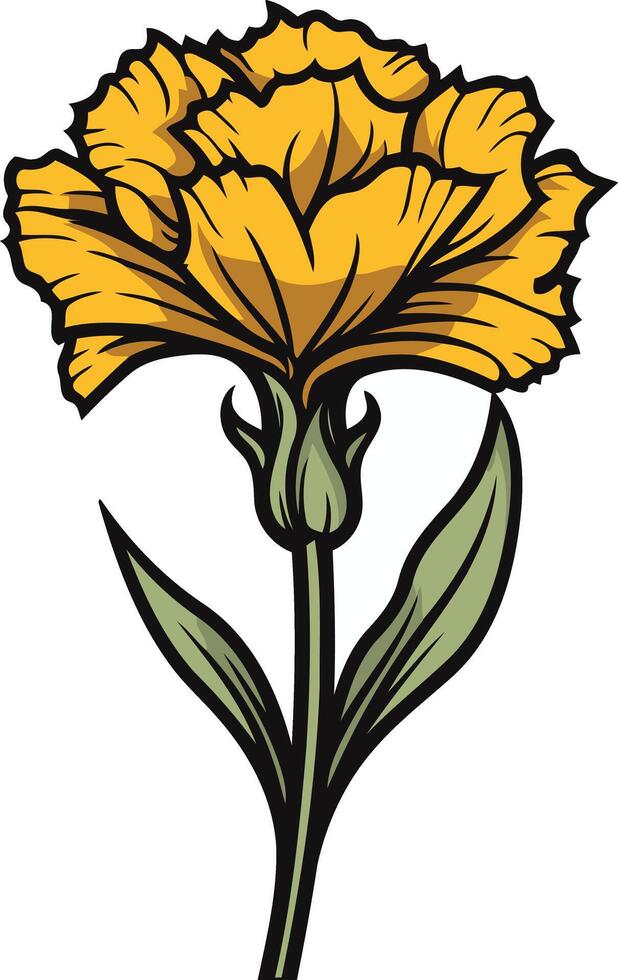 A simple yet elegant illustration of a yellow carnation flower, perfect for adding a touch of nature to your designs vector