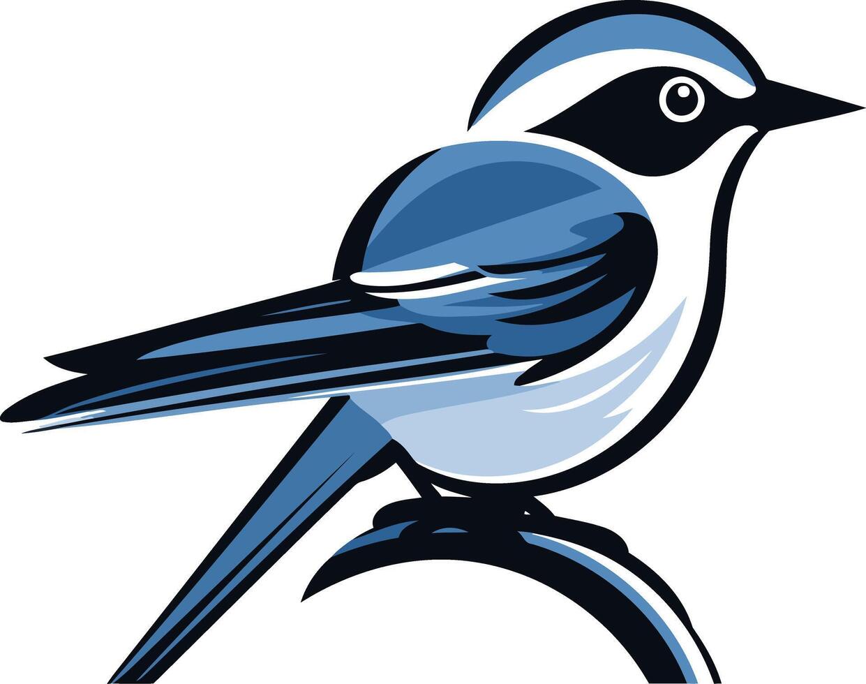 Stylized blue bird illustration, perfect for branding, websites, and social media vector