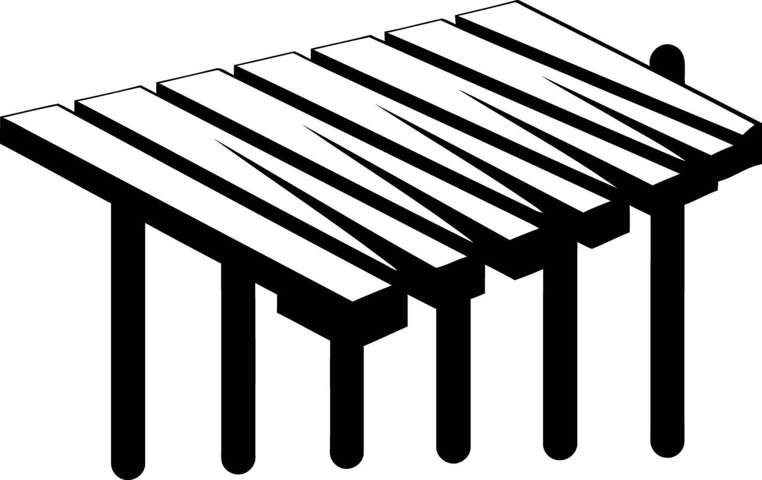 Simple black and white illustration of a wooden pier or boardwalk vector