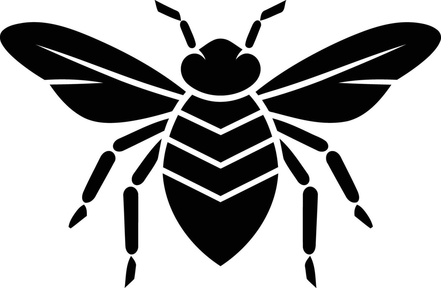 Simple yet striking black and white bee silhouette vector