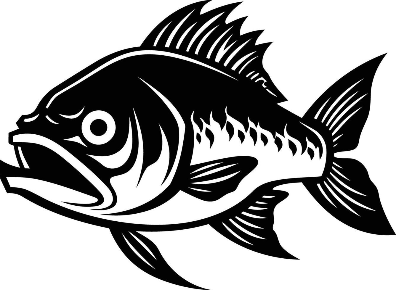 Black and white illustration of a stylized fish, perfect for logos, branding, or fishing-themed designs vector