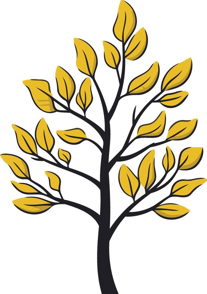 Simple and charming illustration of a stylized tree with yellow leaves, perfect for adding a touch of nature to designs vector
