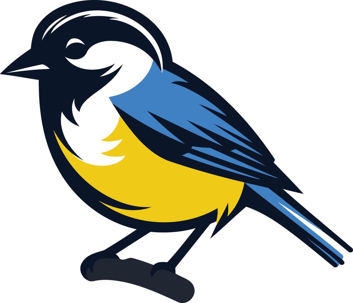 A cheerful bluebird with yellow accents, perfect for branding, logos, and children's illustrations vector