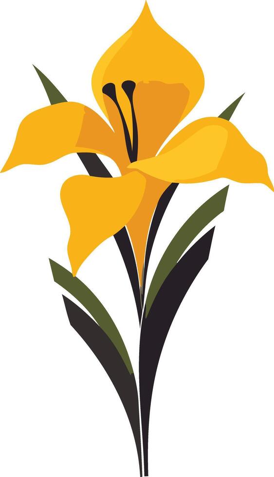 Simple, elegant yellow flower graphic with green stem vector