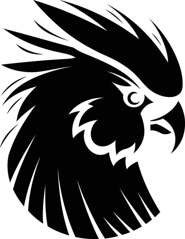 Stylish black and white logo design of a parrot's head, perfect for branding, websites, or t shirts vector