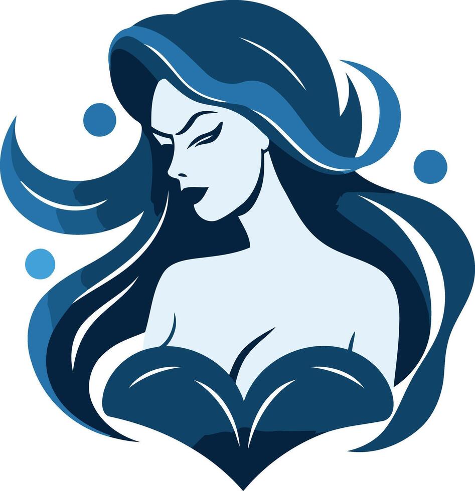 Blue Lady with Flowing Hair 49433026 Vector Art at Vecteezy