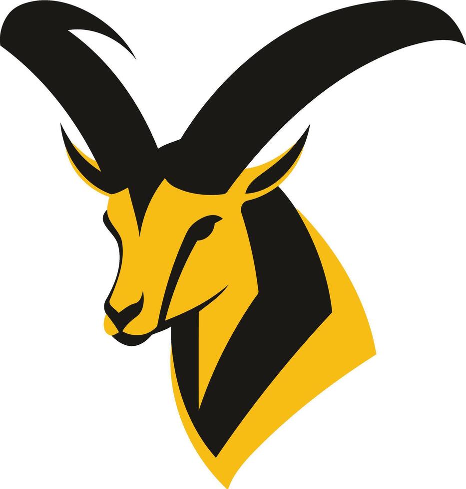 A bold, stylized illustration of a mountain goat's head, perfect for branding, logos, and sports designs vector
