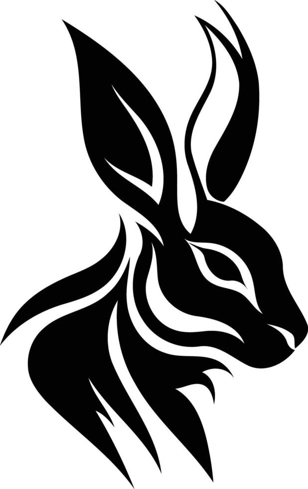 A bold, stylized silhouette of a rabbit's head, perfect for logo design or branding for a modern and energetic company vector