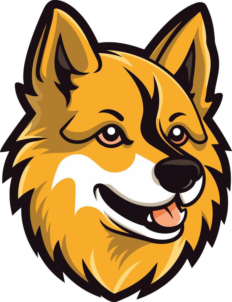 Smiling cartoon fox head mascot, perfect for sports teams, branding, and logos vector