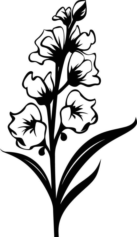 Elegant black and white silhouette of a flower with five petals, perfect for adding a touch of nature to your designs vector